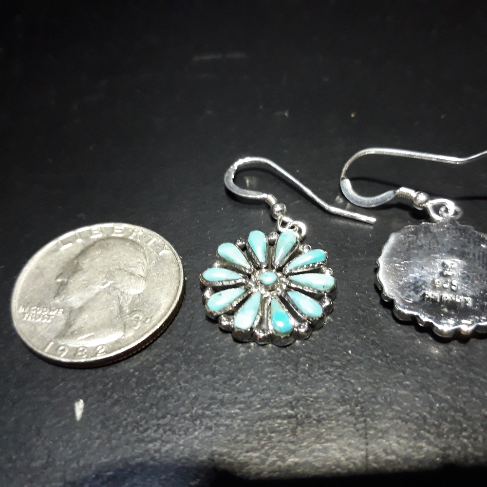 Santa Fe Style Natural Turquoise Earrings e - Picture 2 of 3